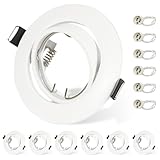 Allesgute 6er Einbaustrahler GU10 Rahmen, Einbaurahmen 68mm Weiß Rund, 360°Schwenkbar Einbauleuchten Rahmen, LED Spots 230V Inkl. GU10 Fassung, für LED oder Halogen Leuchtmittel