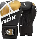 RDX Boxhandschuhe Muay Thai Kickboxen Sparring, Maya Hide Leder EGO Boxing Gloves, Sandsack Boxsack Punchinghandschuhe Adult, Kickboxhandschuhe Kampfsport MMA Training 8 10 12 14 16oz, Männer Damen