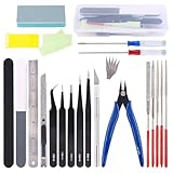 Fhioevt 23 Stück Modellbau Werkzeug Set DIY Bastelwerkzeug für Gundam Modell Werkzeuge mit Kunststoffbox Modelbau Werkzeuge für Gebäude Auto-Montage Flugzeuge Modellbau Reparatur und Befestigung