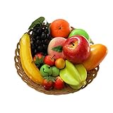 12 Arten von künstlichen Früchten Pack, 12 verschiedene Früchte in einem Set, gefälschte Früchte für Wohnkultur, Simulation Obst Set, Weihnachtsdekoration, Obst für Fotoshooting Insgesamt 16 Stück