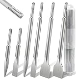 6pcs SDS Plus Meißel Set Fliesemeißel (2x Flachmeißel, 2x Breitmeißel, 2x Spitzmeißel) Spatmeißel Bohrhammer Meißel Set für Beton, Mauerwerk, Fliesen, Fliesenkleber, Naturstein