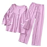 TOVCHEI Bettlägerige Patientenkleidung Für Frauen, Patientenkleidung Wegreißen, Krankenhauskittel Pflegehilfe,Lila,XL