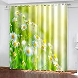 Gualiy Vorhänge Blickdicht 2er Set, Vorhang 132x274 Gänseblümchen Vorhang Verdunkelung