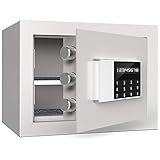 MOLVUS Tragbarer Sicherheits-Tresor, feuerfest, wasserdicht, mit Passwortschloss, elektronischer Passwortsafe (Farbe: Weiß)