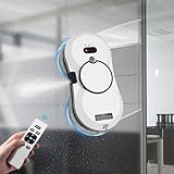 Fensterputzroboter, Elektrischer Fensterreiniger Roboter, fenstersauger mit 35ML Wassertank, 2800pa Starke Saugkraft, Anti-Drop Automatischer Fensterputzer | 10 Tücher | Fernbedienung | Weiß |