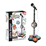 Mikrofon für Kinder mit Ständer – Mikrofonständer für Kinder, Karaoke-Mikrofon für Kinder | Karaoke-Maschine mit Lichtern, Mikrofon mit verstellbarer Halterung, Sing-Karaoke-Maschine