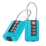 ZHEGE Kofferschloss Zahlenschloss, Schloss mit Zahlencode, Weißen Zahlen TSA Kofferschloss mit Untere Taste, Flexible Kabel Reiseschloss 3 Stellig, Schloss Koffer für Rucksack (2 Stücke, Blau)