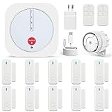 Alarmanlage Haus, 16-teiliger Set mit Wi-Fi und APP, PIR-Sensor, Tür- und Fenstersensoren, Fernbedienungen, Anwendbar auf Wohnung, Garage, Büro (5GHz und 2,4GHz WLAN),Kompatibel mit Alexa und Google