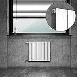 WITEN&NOCK Design Heizkörper Einlagig Heizung Flach Paneelheizkörper für Wohnzimmer und Badezimmer, Horizontal Badheizkörper mit Seitenanschluss Nabenabstand 50cm, 600 x 550 mm Weiß Wandheizkörper