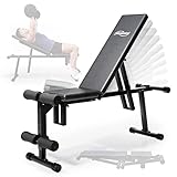 Physionics® Multifunktion Hantelbank - Rückenlehne 10-fach und Sitz 4-fach Verstellbar, Klappbar, Beinhalterung, bis 200kg belastbar- Schrägbank, Flachbank, Fitnessbank, Trainingsbank, Negativbank