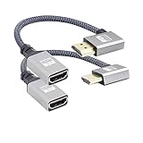 RIIEYOCA 90 Grad links & rechts gewinkeltes UHD 4K HDMI zu HDMI Flechtkabel 0.59ft,18Gbps High Speed 2.0 Flechtkabel, unterstützt 4K@60Hz,1080p,HDCP 2.2,3D (2pack)