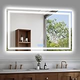baklon Badspiegel mit Beleuchtung 100x60cm, Badezimmerspiegel Wandspiegel und Touch-Schalter, IP65-Led-Spiegel-Bad mit Speicherfunktion, 3 Farbtemperatur,Horizontal/Vertikal, HD Hartglas