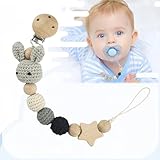 Weploda Baby Schnullerkette Clip, Schnullerkette, Schnullerkette Holz, Geflochtene Schnullerkette, Niedliche Cartoon Schnullerkette, Schnullerkette Mit Hasenmuster, Für Baby, Hält Schnuller Sauber