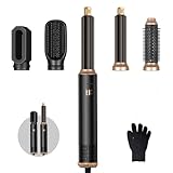 Hairstyler 5 in 1 Set, Air styler, Negativ Lonen Haarstyler mit Lockenstab automatisch, Air Styler Thermal Brush Haartrockner