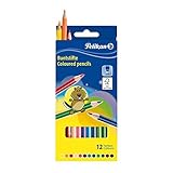 Pelikan 724005 - Buntstifte sechseckige Holzstifte Packung mit 12 Farben