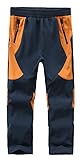 Kinder Softshell Winter Outdoor Hosen Fleece gefüttert Jungen Mädchen Schneehose Kinder-Funktionshose-Navy Blue+Orange-146-152