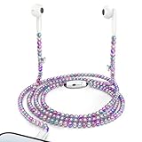 Coolden für iPhone Kopfhörer mit Kabel Purple Perlen In-Ear Kopfhörer HiFi Audio Stereo Ohrhörern mit Magnetische Schnalle Mikrofon und Lautstärkeregler für iPhone 14/13/12/11/Pro Max/SE/XS/XR/8/7
