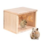 Sirio Hamsterverstecke, Käfig aus Holz für Hamster, kleine Rennmausverstecke mit transparenter Tür, Häuser und Verstecke für Hamster, kleine Tiere, Zubehör