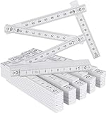 Gliedermaßstab, 6 Stück Zollstock 1M aus Kunststoff mit 10 Glieder Meterstab Geschenk für Alle Heimwerker, Haus, Hobby & Werkstatt, Metrisch und Weiß
