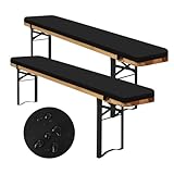 2er-Pack bierzeltgarnitur auflage, Bierbankauflage gepolstert für Bierzeltgarnitur 220x25x2cm bierbank auflagen, XL Waschbare auflagen bierzeltgarnitur für Partyzeltgarnitur(schwarz, wasserdicht)