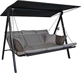 Angerer Hollywoodschaukel Lounge Smart – Schaukel zum Sitzen, Liegen & Entspannen, inkl. Bett-Funktion, einfache Montage, Made in Germany, hochwertiger Stoff, Beige