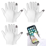 3 Paar Feuchtigkeitsspendende Handschuhe mit Touchscreen,Weiße Baumwolle Feuchtigkeitsspendende Handschuhe,Baumwollhandschuhe Neurodermitis,Neurodermitis Handschuhe,für Reparieren Trockene