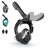 Schnorchelmaske für Erwachsene, Tauchermaske Erwachsene Mann mit Faltbarer Sonnenbrille, Vollmaske mit Kamera-Halterung, Vollgesichtsmaske 180° Sicht und Anti-Beschlag, Tauchmaske Brillenträger
