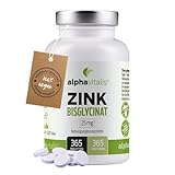 Zink 25mg vegan - 365 gut verträgliche Zink Tabletten hochdosiert (elementares Zinkbisglycinat/Chelat) - gute Bioverfügbarkeit - ohne unerw. Zusätze in Deutschland produziert
