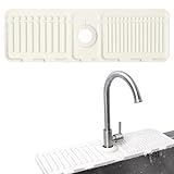 FRIUSATE Sink Splash Guard Wasserhahn Absorbent Mat for Kitchen Sink Silicone Mats for Worktops Tap Pad Bathroom Sink Tray Drainer Rack Drying Pad Sink Mats with Handle for Countertop Protect