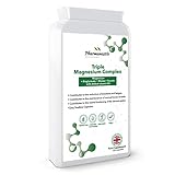 Triple Magnesium Complex 120 vegane Kapseln – Magnesiummalat, Bisglycinat und Taurat, liefern 375 mg elementares Magnesium pro Tagesportion – mit zusätzlichem Vitamin B6 von Pharmanostix