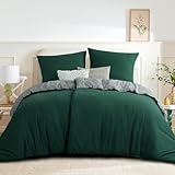 RUIKASI Bettwäsche 135x200 4teilig Grün - Wendebettwäsche 135 x 200 2er Set, Bettbezüge 135x200cm aus Weich und Bügelfrei Mikrofaser mit Reißverschluss, Dunkelgrün und Grau