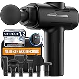 Massagepistole inkl. 6 Massageköpfen & 30 Geschwindigkeiten, mit USB-C Anschluss und LCD Touchscreen I Muskel Massagegerät, Massage-Gun, Muskelmassagepistole, Muskel-Pistole (Schwarz)