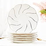 DUJUST 6 weiße Keramik-Untertassen (15 cm), luxuriöse Tee-/Kaffeetassen-Untertassen im britischen Stil mit goldenem Rand, schöne Porzellan-Untertassen für Raumdekoration und Teeparty, Geschenkpaket