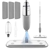 BCOATH Rotierender Sprühwischer mit verstellbarem Flachkopf Waschbare Mopp Pads Effizienter Nass und Trockenbodenwischer für Hartböden Fliesen Ecken Einfache Handhabung ohne Eimer