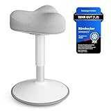 SONGMICS Hocker, Stehhocker, Stehstuhl mit Schwingeffekt, höhenverstellbar 48-65,5 cm, Anti-Rutsch-Sockel, drehbarer Sattelsitz, aktive Sitzhaltung, für Büro und Homeoffice, Taubengrau OSC018GD01