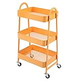SdaryWare Servicewagen Küchenwagen Inselwagen, Servierwagen mit Metallrädern für das Wohnzimmer, Geschirrsammelmaschine für Restaurants, Weinwagen mit Hotel,Orange