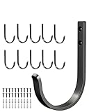 JUKOTA 10 Stück Garderobenhaken, Kleiderhaken zum Schrauben, Haken für Akustikpaneele, Schlafzimmer, Wohnzimmer, Badezimmer, Wandhaken für Garderobe, Jacken, Hut, Metall, Schwarz 9 CM