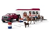 schleich Horse Club | Lakeside Truck mit Anhänger 42705 | Set inkl. Truck, Pferdeanhänger, Pferdebox, Hannah, 2 Pferde, Hund & Zubehör | Pferdespielzeug & Geschenk ab 5 Jahren | 119-teiliges Set