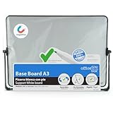 Office Box Doppelseitiges Whiteboard, extra weiß, magnetisch, mit verstellbarem Fuß aus Aluminium und Rahmen, aus solidem MDF, ideal für Zuhause und Büro, inklusive magnetischem Radiergummi (Größe A3