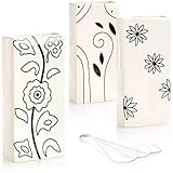 com-four® 3x Luftbefeuchter aus Keramik - Heizkörper-Verdunster zum Befeuchten der Raumluft - Wasserverdunster mit S-Förmigen Haken - Heizungsverdunster (weiß - schwarze Blumen)