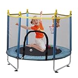 Kinder Trampolin 140 cm, Trampoline Outdoor mit Sicherheitsnetz, Indoor Kindertrampolin mit Basketballkorb, Kleines Trampolin Outdoor für Kinder ab 2 3 Jahre