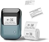 DEEPIN B1 Etikettendrucker mit 1 Rolle Starterband, Bluetooth-Etikettendrucker Thermoetikettierer Aufkleber Druckgröße 20-50 mm Kompatibel mit iOS und Android für Einzelhandel, Büro