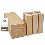 Edpas Schnitzholz Linde - Mix Set Groß 20x7x7cm + 6 kleine Holzblöcke + Schnitzvorlagen - weiches Lindenholz zum Schnitzen - Praktische Holz Rohlinge zum Drechseln & Holz schnitzen