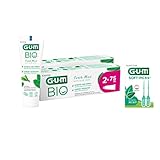 GUM BIO Zahnpasta | biozertifiziert und vegan | 99% natürliche Inhaltsstoffe | Pfefferminze und Aloe Vera | mit Fluorid zum Schutz vor Karies | gluten- und laktosefrei | 2 x 75 (mit 1 Gratisprobe)