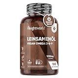 Omega 3 6 9 Leinsamenöl - 2000mg in 2 Kapseln - 180 Weichkapseln - 6 Monate Vorrat - Vegane Alternative zu Fischöl - Mit EPA & DHA - Fettsäure Ergänzungen ohne Gelatine - Flaxseed oil - WeightWorld