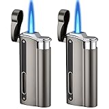 2 Stück Sturmfeuerzeug Jetflamme, Sturmfeuerzeug Gas Nachfüllbar, Feuerzeug Sturmfeuerzeug Winddicht Jet Feuerzeug Gasfeuerzeug für Küche, Grill, Camping (Verkauft ohne Butangas)