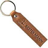 ANKERPUNKT Schlüsselanhänger Leder mit Gravur Bester Mann - Geschenke für Männer, Freund, Partner zum Jahrestag, Geburtstag, Liebe Hochzeitstag - dunkelbraun Made in Germany