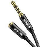 UGREEN Klinke Verlängerungskabel TRRS Aux Verlängerung 4 Polig 3.5mm Klinke Verlängerung für Headset, Kopfhörer, Xbox usw.(1m)