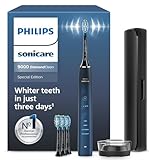 Philips Sonicare DiamondClean elektrische Zahnbürste der 9000er Serie – Schallzahnbürste, sauberere Zähne und Mundpflege mit 4x C3 Premium Plaque Defense-Bürstenköpfen, Aquamarine (Modell HX9911/89)