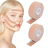 Face Lifting Tape 2 Rollen, Face Tape Lifting Gesicht für Straffere Haut, Gesichtstape Gegen Falten zur Gesichtskonturierung, Unsichtbares Anti Falten Pflaster Gesicht, für Stirn, Augen und Mundpartie